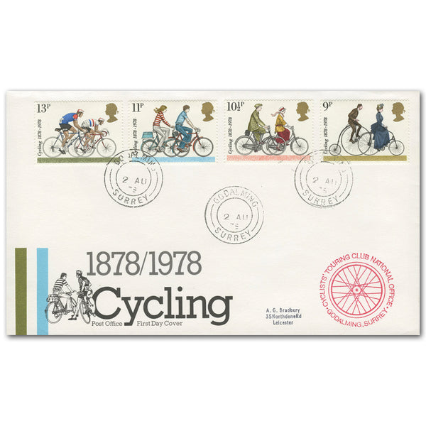1978 Cycling, Godalming cds, Touring Club National Office cachet TX7808A