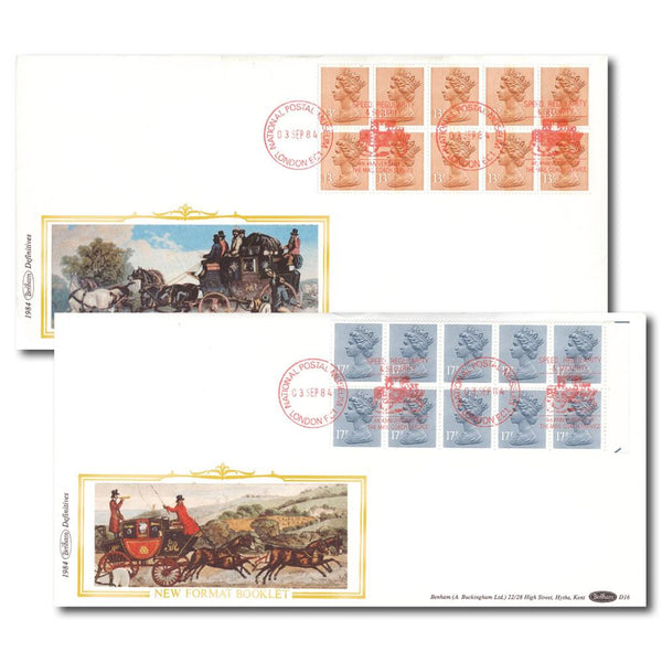 1984 £1.30 & £1.70 booklets - Pair - D16H - National Postal Museum handstamp TX8409A