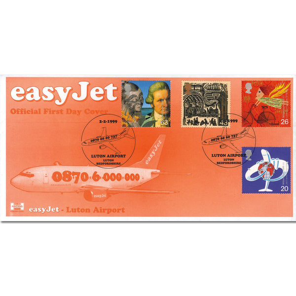 1999 Travellers - Havering Easy Jet cover - Luton Airport handstamp TX9902E