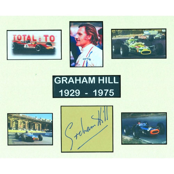 Graham Hill - Autograph - Signature Mounted with Colour Photographs