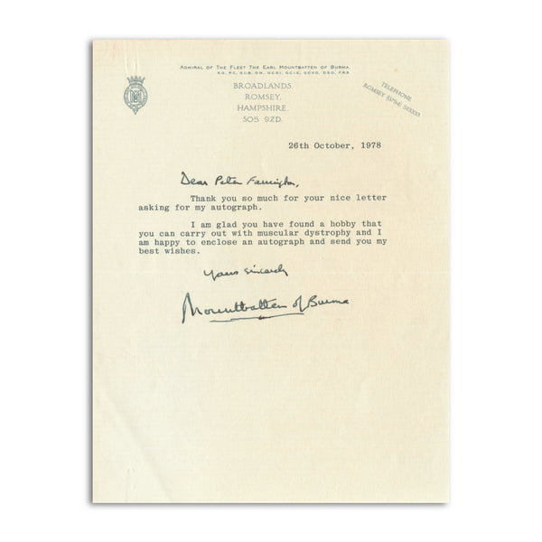 Mountbatten of Burma - Signature - Signed Typed Letter