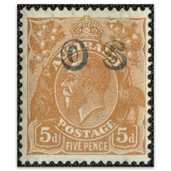 Australia 1932 5d Orange-Brown  Very Dry Light   OVPT "O.S" SGO132var