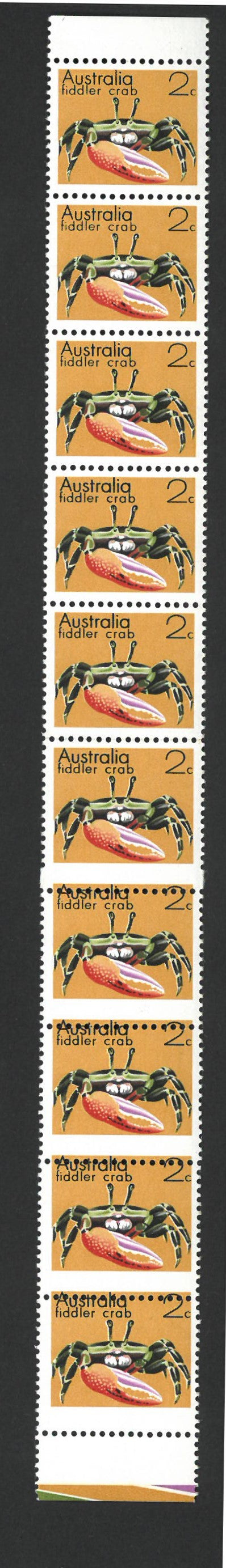 Australia 1973-74 2c Fidler Crab Misplaced Perfs SG546 VAUS546