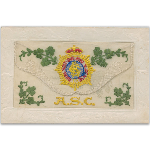 WWI Army Service Corps (Flap) Embroidered Postcard WWIP006F