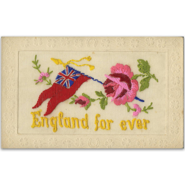 WWI Embroidered Postcard - England for Ever
