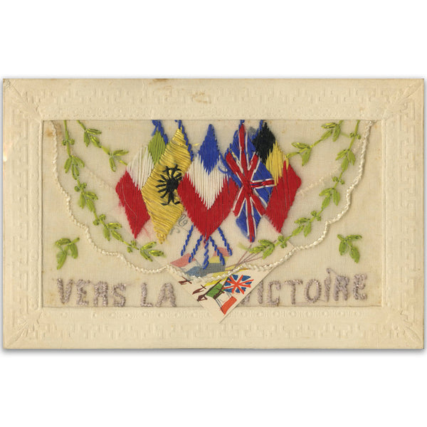 WWI Embroidered Postcard - Vers La Victoire