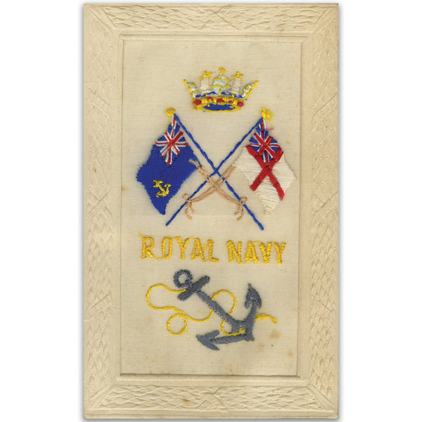 WWI Silk Postcard - Royal Navy