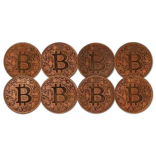 8 x 1oz Copper Bitcoins (Slight Discolouration)