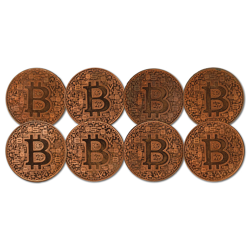 8 x 1oz Copper Bitcoins (Slight Discolouration)