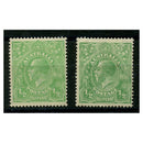 Australia 1914-20 1/2d Green & yellow-green, both fresh mtd mint. SG20b+c
