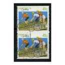 Australia 1989 41c Cycling, pair imperforate in between, fine used. Most unusual. SG1180var_AUST1180VU2
