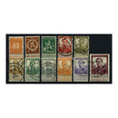 Belgium 1912 Definitive issue (11v), with tabs, fine cds used. SG133-43