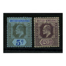 Br Honduras 1902-04 5c, 20c Crown CA definitives, fresh mtd mint. SG82-83