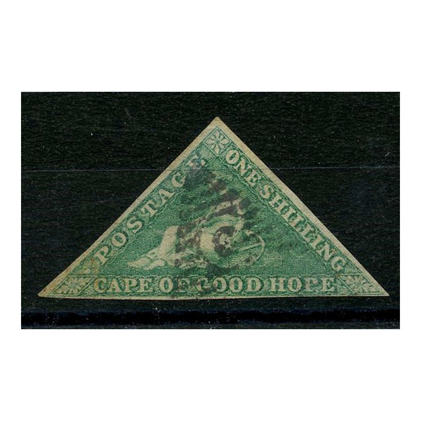 Cape of GH 1863-64 1/- Light emerald-green, 3 margin (1 close), good to fine used. SG21_CAVC0021UA