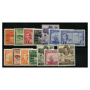 Cayman Is. 1938-48 Pictorial definitive set to 10/-, fresh mtd mint. SG115-26a