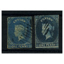 Ceylon 1857-59 1d Both shades, just 3 margins, good to fine used, SG2+a