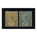 Ceylon 1886 25c, 28c Definitive top vals, fresh mtd mint. SG198-99