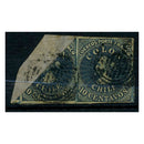 Chile 18561856 10c Grey-blue, horiz pair, 1 diagonally bisected (used as 5c), tied to frag. SG28b