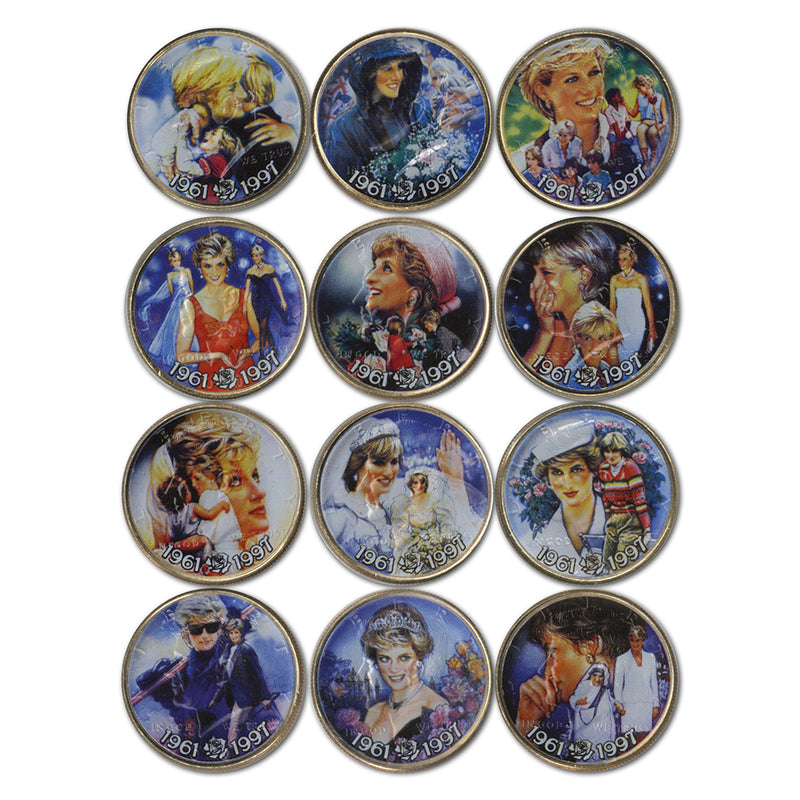 Princess Diana Set of 12 Photographic Coins