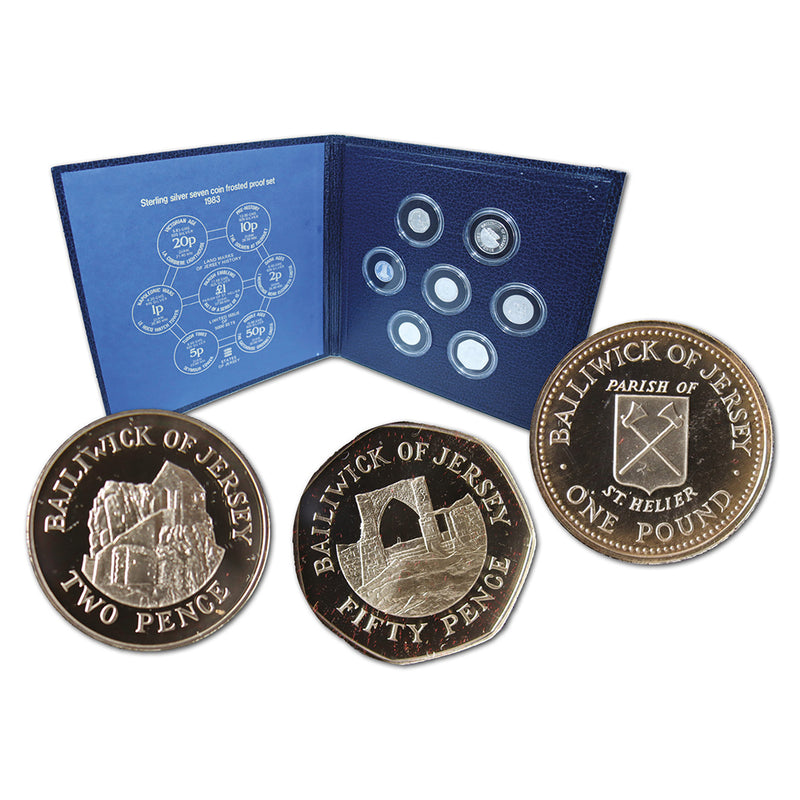 1983 Jersey Silver 7 Coin Frosted Proof Set