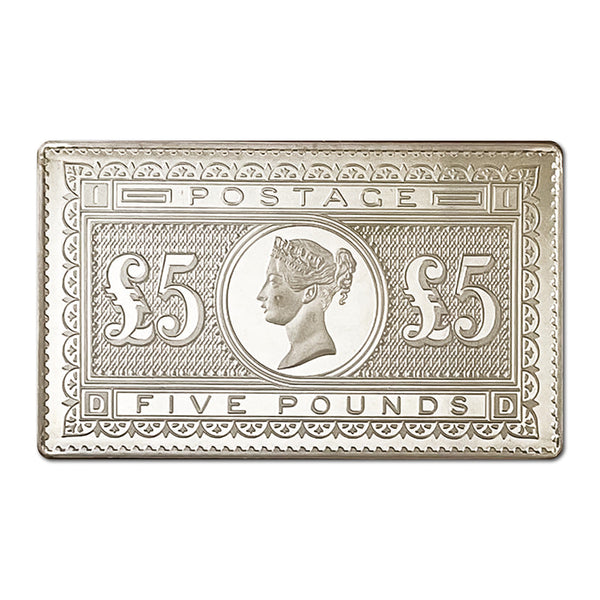 Royal Mail Five Pounds Orange  Sterling Silver Stamp Ingot