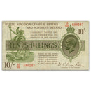 GB 1922 10/- Note. Fisher 3rd issue "Northern" added, Ef 40, BNYB