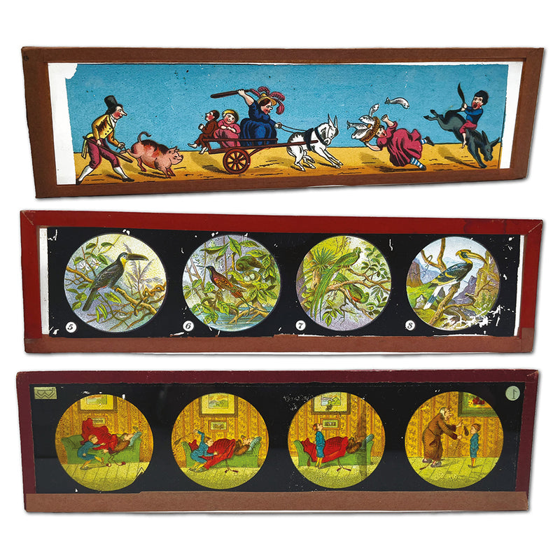 Vintage Magic Lantern Handpainted Glass Slides x 51