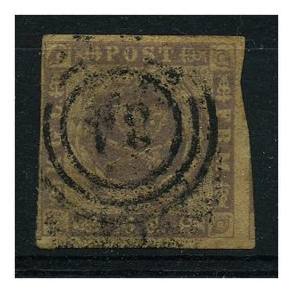 Denmark 1857-59 16sk Grey-lilac, just 4 marg, used with '34' (Jernbane) cancel. SG13
