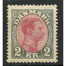 Denmark 1913-28 2kr claret & grey, mtd mint, 1 toned perf, cat.  £60. SG169