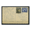 Fiji 1954 3d (KGVI) & 1/- (QEII) Defins, used on picture postcard from Nadi to Surrey. SG257, 289