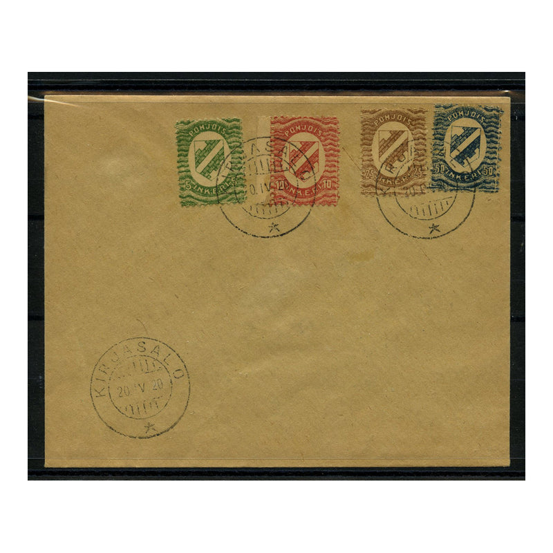 North Ingermanland 1920 5m-50m Defins, on philatelic cover from Kirfasalo to Viborg Wiipuri. SG1-4