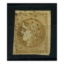 France 1852 10c Brown-bistre, 3 (near 4) margin, fine used, corner crease. SG3