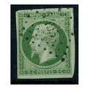 France 1853-61 5c Green / bluish, 4 margin example used with dotted numeral cancel. SG44