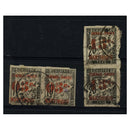 Martinique 1891-92 5c on 10c & 15c on 20c PDs, in pairs, 4 margins, cds used. SG25, 27