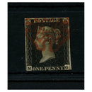 GB 1840 1d Intense-black, 3 margins, fine used with tidy red MX cancel. SG1