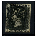 GB 1840 1d Black, 4 margins, used with black MX cancel. SG2_GB0002U1