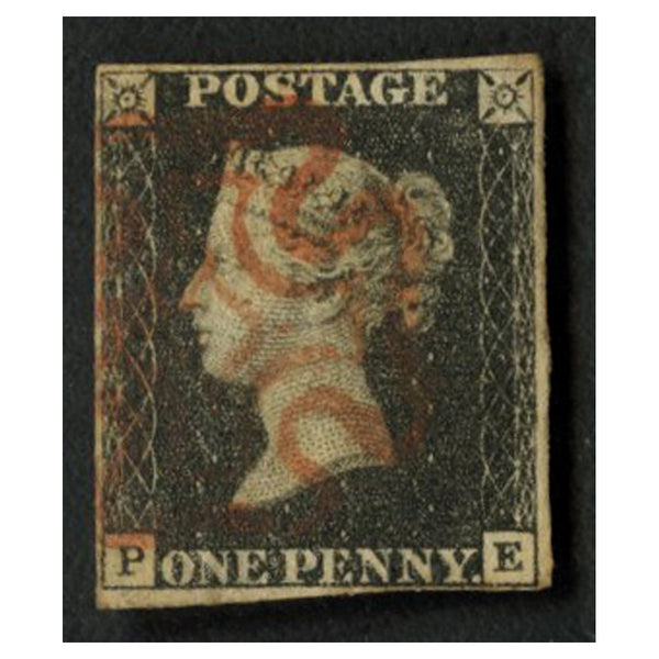 GB 1840 1d Black, fine 4 margin example used with red MX cancel. SG2