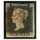 GB 1840 1d Grey-black (worn plate), plate 3, 3 margins, red MX used. SG3_GB0003U3