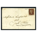 GB 1841 1d Deep red-brown, printed from black plate 11, near 3 margins, used on cover. SG7