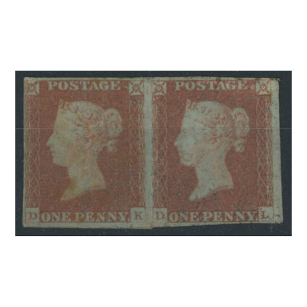 GB 1841 1d Red-brown, horiz pair, just 4 margins, mtd mint. SG8