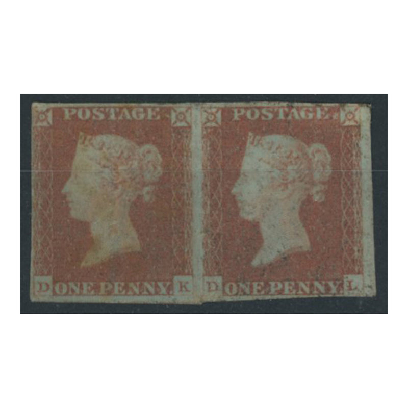 GB 1841 1d Red-brown, horiz pair, just 4 margins, mtd mint. SG8