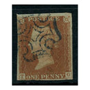 GB 1841 1d Pale red-brown, 4 margins, fine used with blue MX cancel. SG9