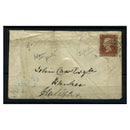 GB 1846 1d Pale red-brown, worn plate, 4 margins, used on cover from Withorn (338) to Halifax. SG9