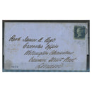 GB 1854 2d Deep full-blue, plate 4, 2.5 margin example tied to folded letter. SG15