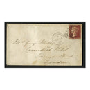 GB 1859 1d Brown-red / unblued, wmk large crown, perf 14, well-centered, used on tidy cover. SG37