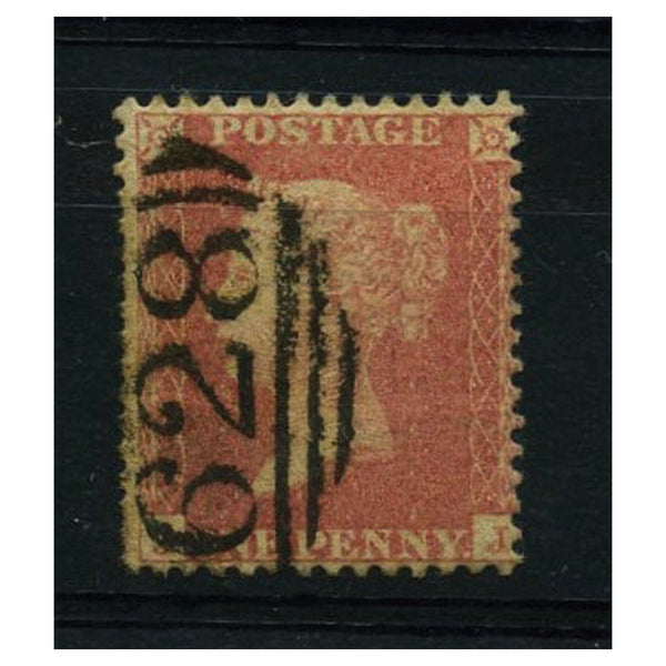 GB 1857-58 1d Pale rose-red (very pale shade), perf 14, 'TAIL ON J' variety, fine used. SG39var