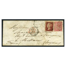 GB 1861 1d, 4d Mixed frank cover from London to Milan, marginal selvedge used to seal. SG42, 66a