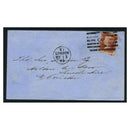 GB 1869 1d Lake-red, used on tidy cover, tied with in-period, experiemental Azemar cancel. SG44