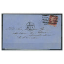 GB 1869 1d Lake-red, used on tidy cover, tied with in-period, experiemental Azemar cancel. SG44