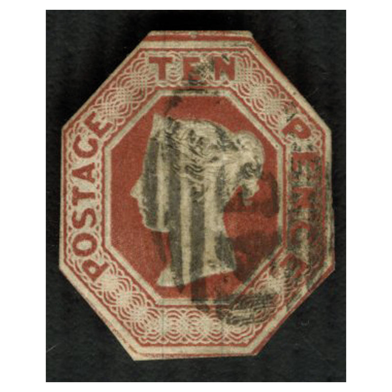 GB 1848-54 10d Brown, cut to shape, fine used. SG57